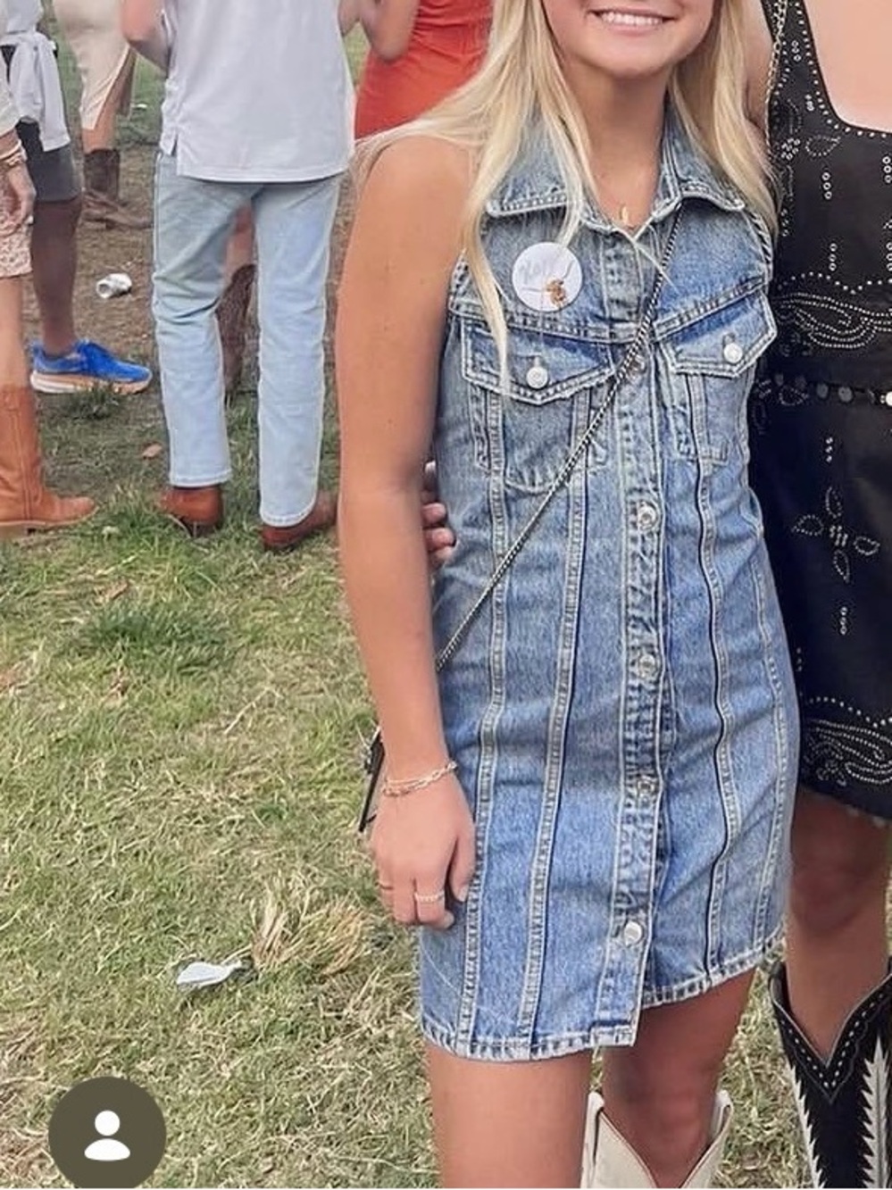 Zara - Denim Button-Front Sleeveless Mini Dress - Blue